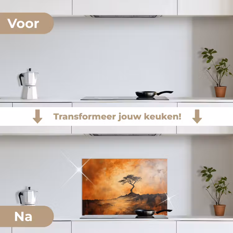 Spatscherm keuken - Boom - Landschap - Oranje — 7