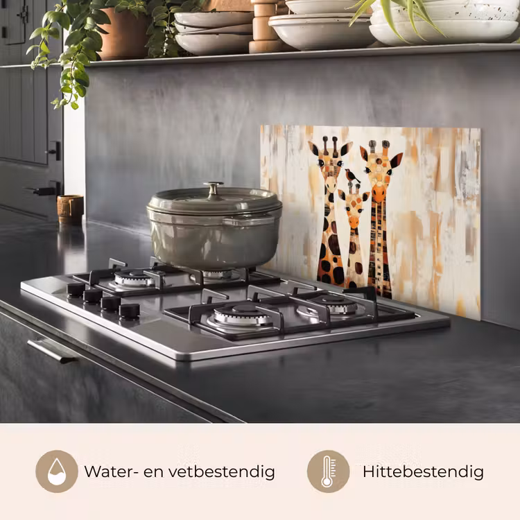 Spatscherm keuken - Giraffen - Cartoon - Crème — 2