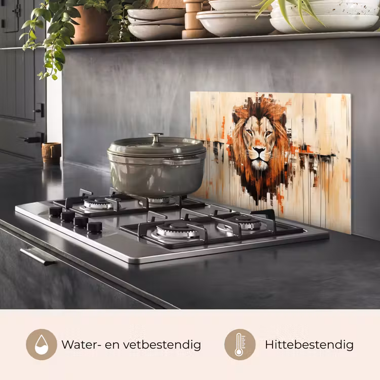 Spatscherm keuken - Leeuwenkop - Lijnen - Crème — 2