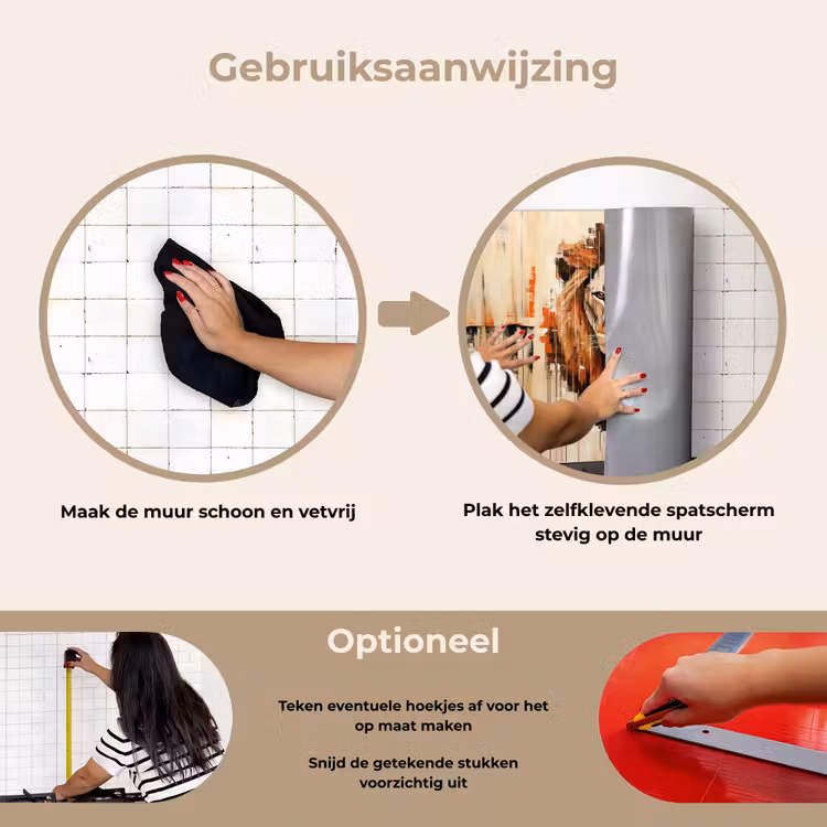 Spatscherm keuken - Leeuwenkop - Lijnen - Crème — 6