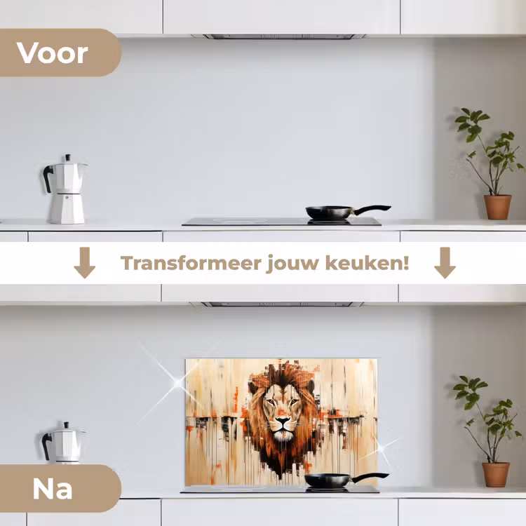 Spatscherm keuken - Leeuwenkop - Lijnen - Crème — 7