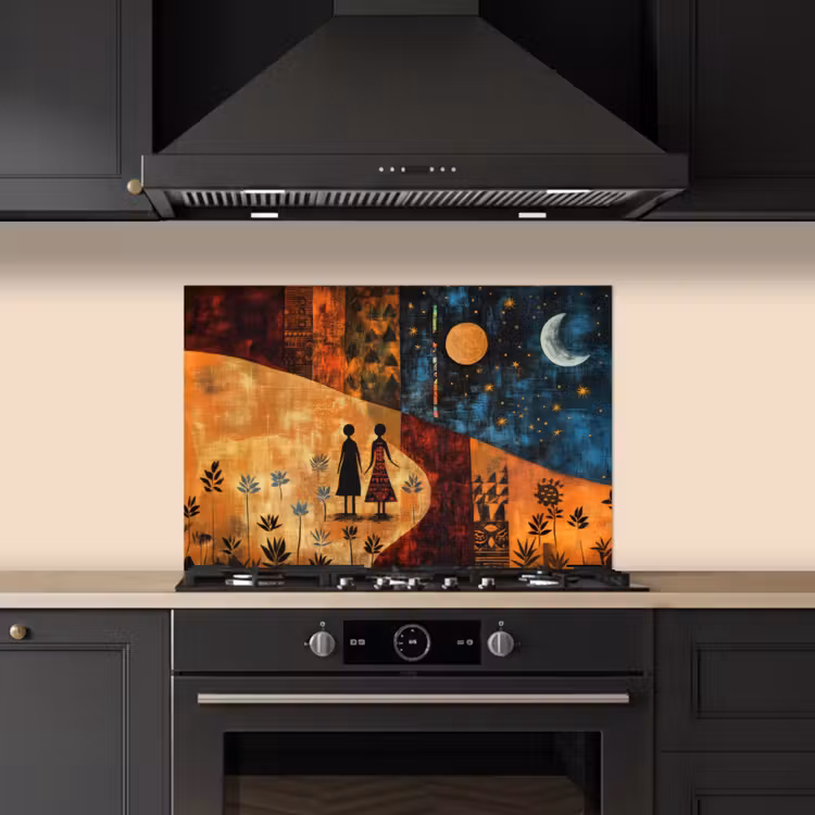 Spatscherm keuken - Silhouetten - Abstract - Zon - Maan — 5