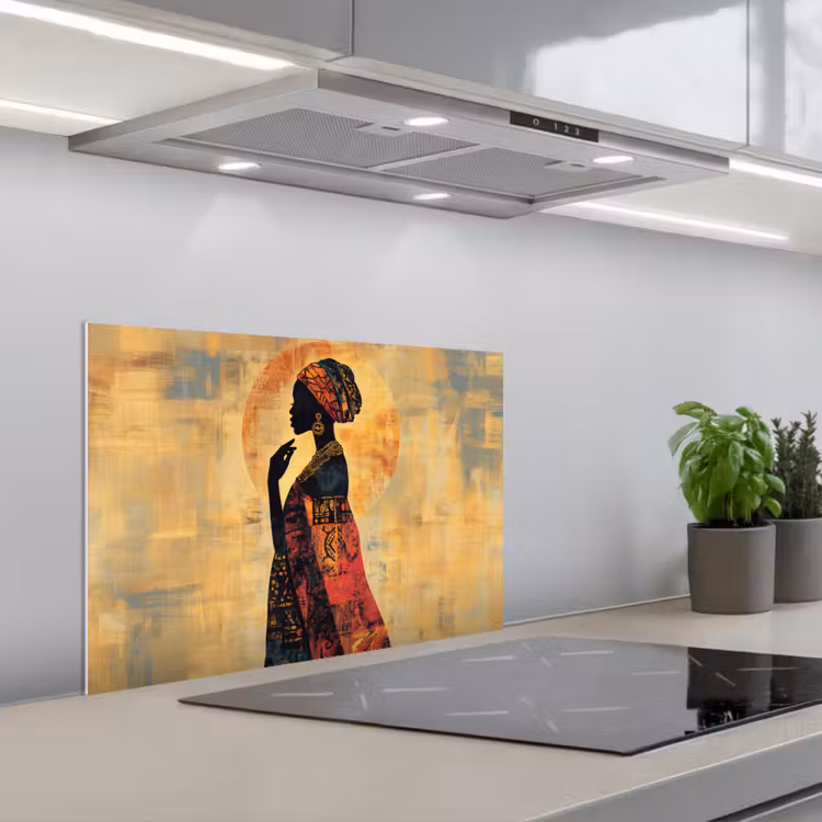 Spatscherm keuken - Vrouw - Silhouet - Patronen - Sierlijk — 1