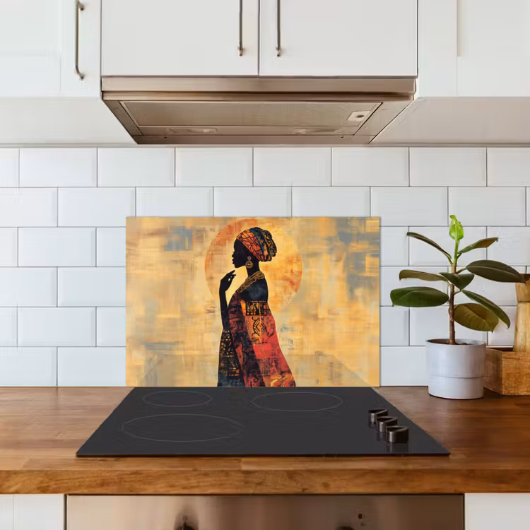Spatscherm keuken - Vrouw - Silhouet - Patronen - Sierlijk — 3