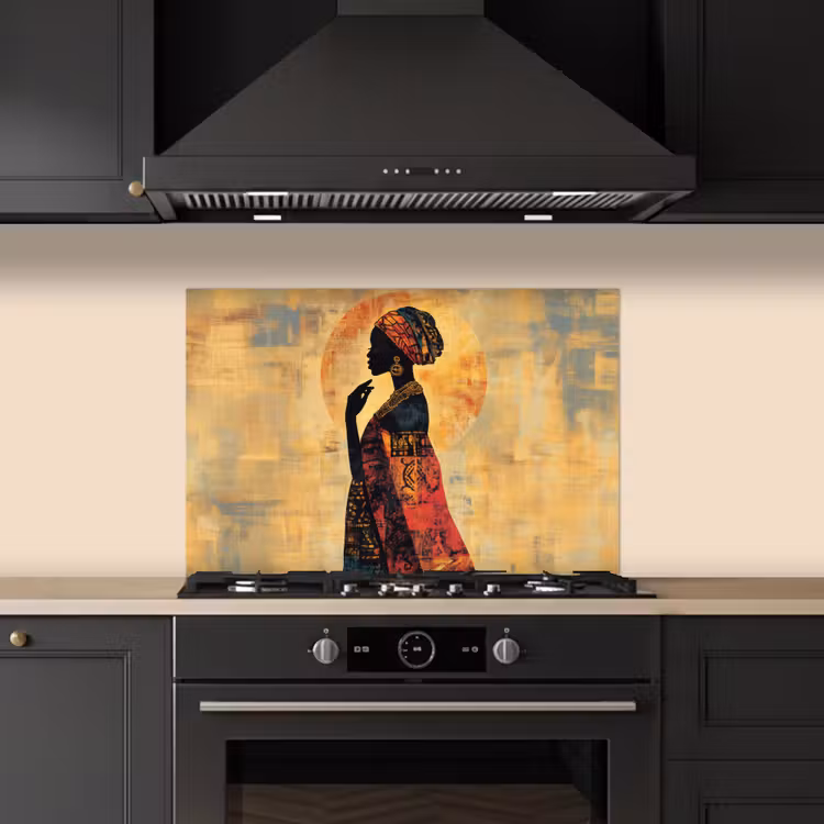 Spatscherm keuken - Vrouw - Silhouet - Patronen - Sierlijk — 5