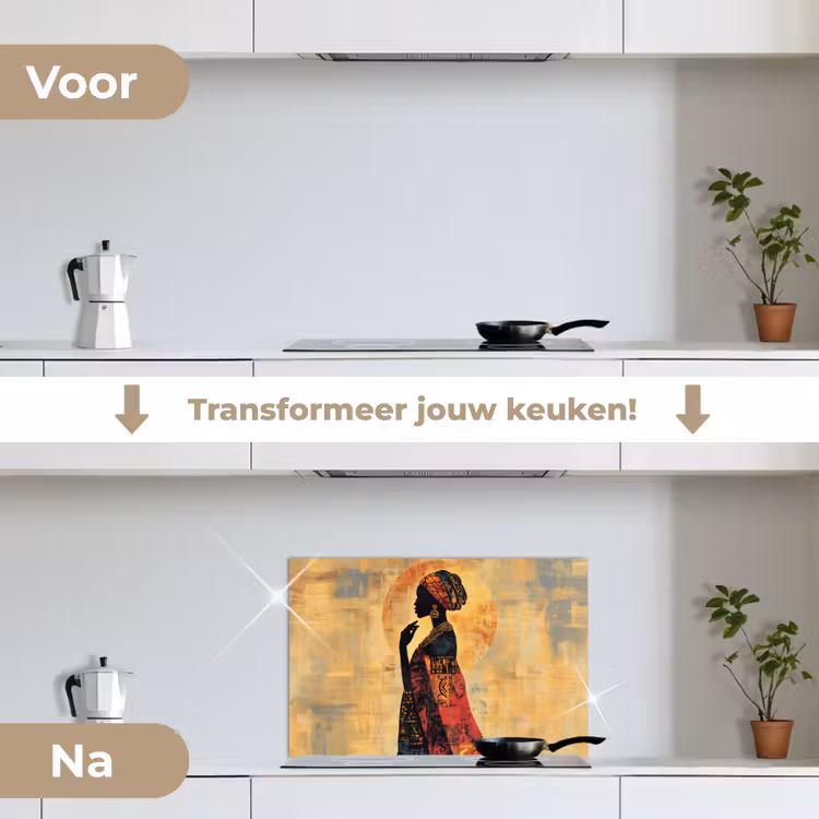 Spatscherm keuken - Vrouw - Silhouet - Patronen - Sierlijk — 7