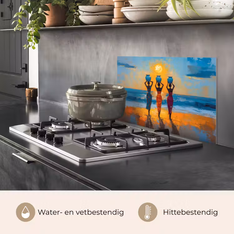 Spatscherm keuken - Vrouwen - Strand - Zondsondergang — 2
