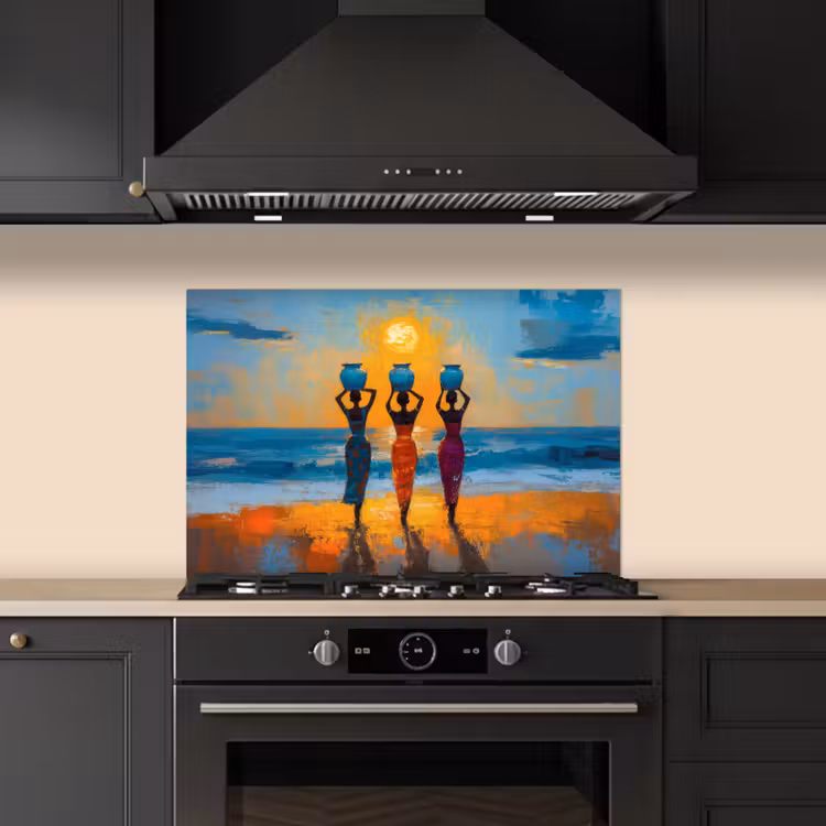 Spatscherm keuken - Vrouwen - Strand - Zondsondergang — 5