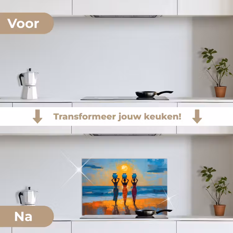 Spatscherm keuken - Vrouwen - Strand - Zondsondergang — 7