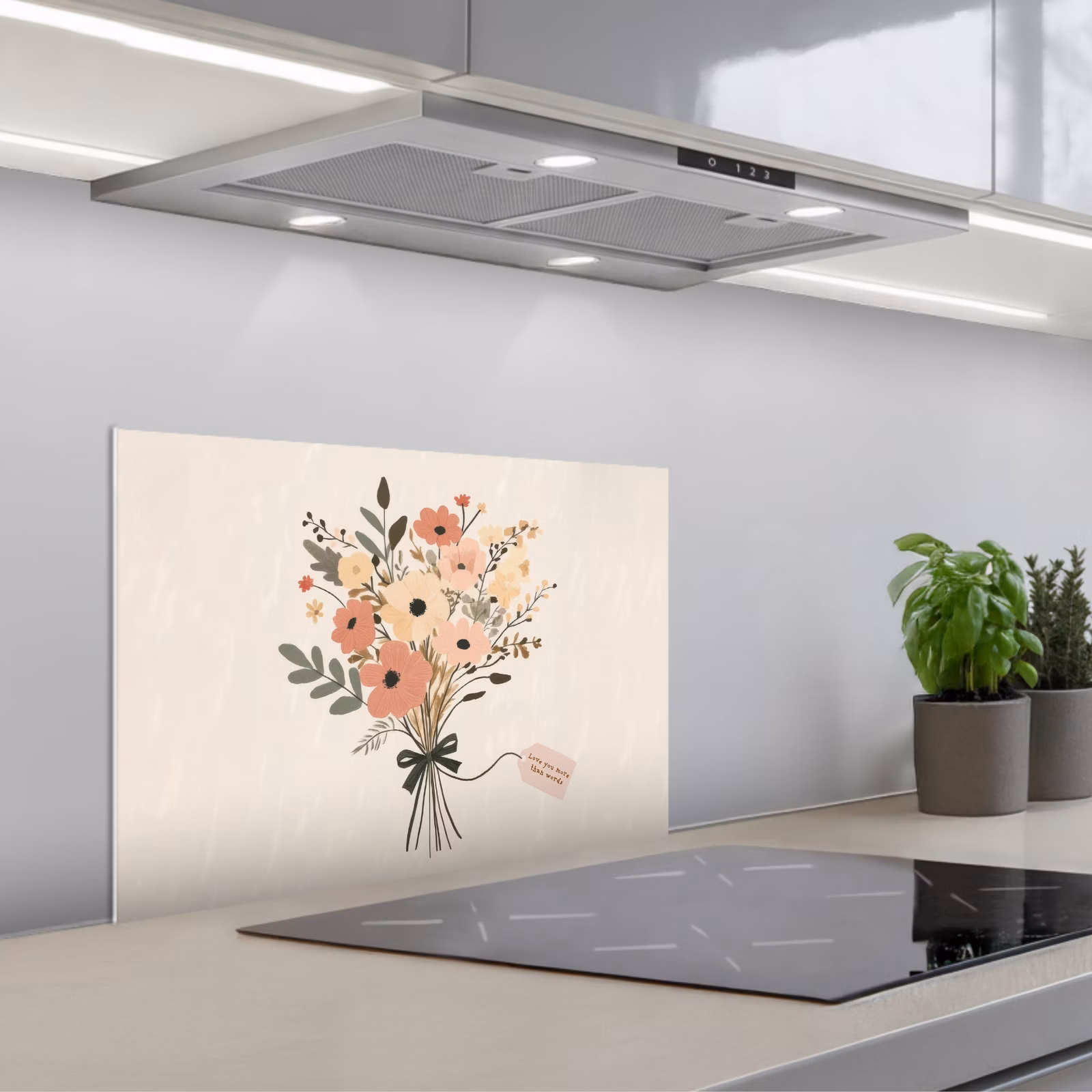 Spatscherm keuken - Bloemen - Quote - Beige - Lint — 1