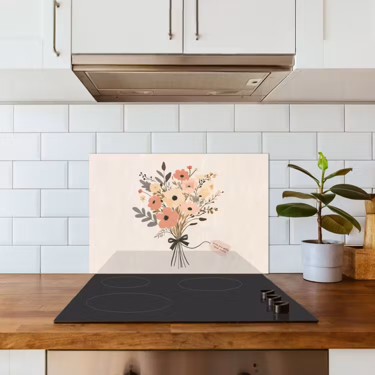 Spatscherm keuken - Bloemen - Quote - Beige - Lint — 3