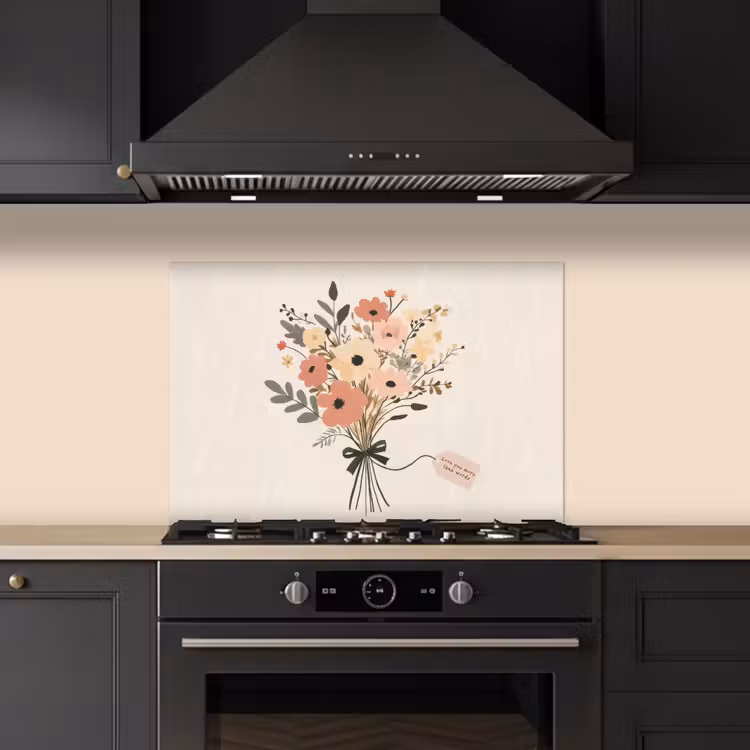 Spatscherm keuken - Bloemen - Quote - Beige - Lint — 5
