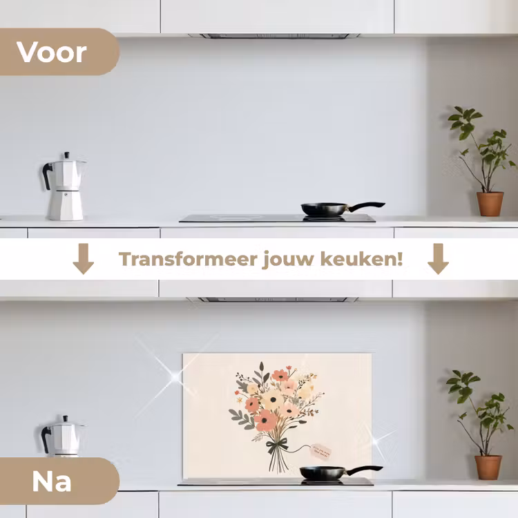 Spatscherm keuken - Bloemen - Quote - Beige - Lint — 7