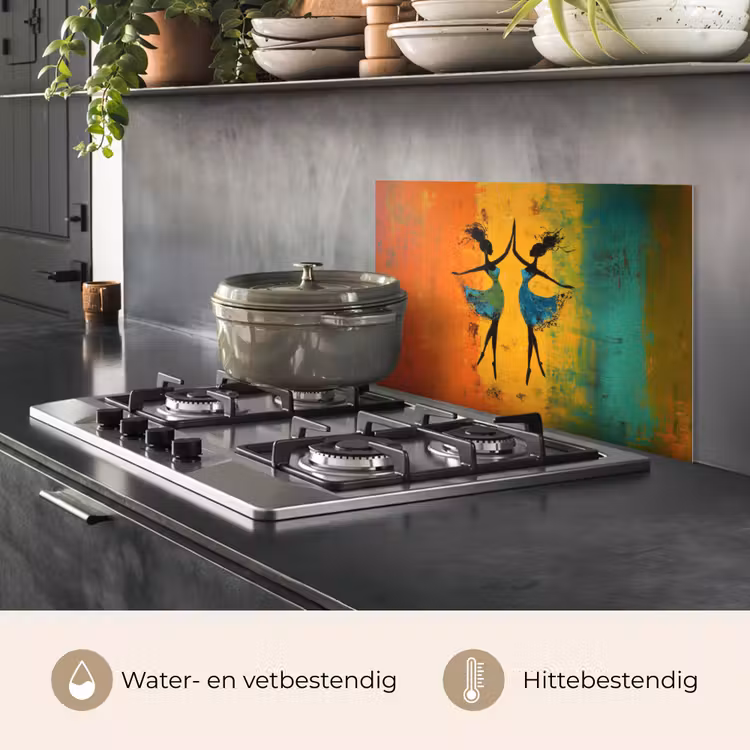 Spatscherm keuken - Dansen - Vrouwen - Verfstructuur — 2