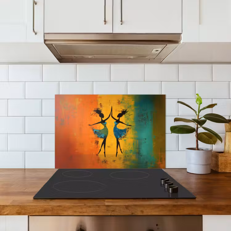 Spatscherm keuken - Dansen - Vrouwen - Verfstructuur — 3