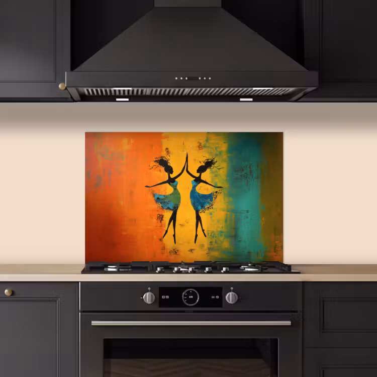 Spatscherm keuken - Dansen - Vrouwen - Verfstructuur — 5