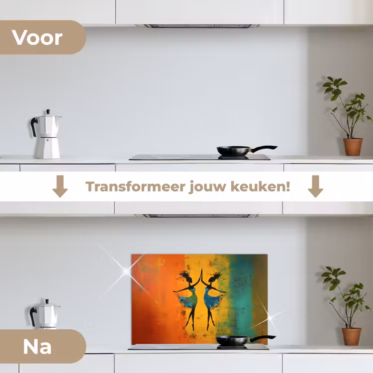 Spatscherm keuken - Dansen - Vrouwen - Verfstructuur — 7