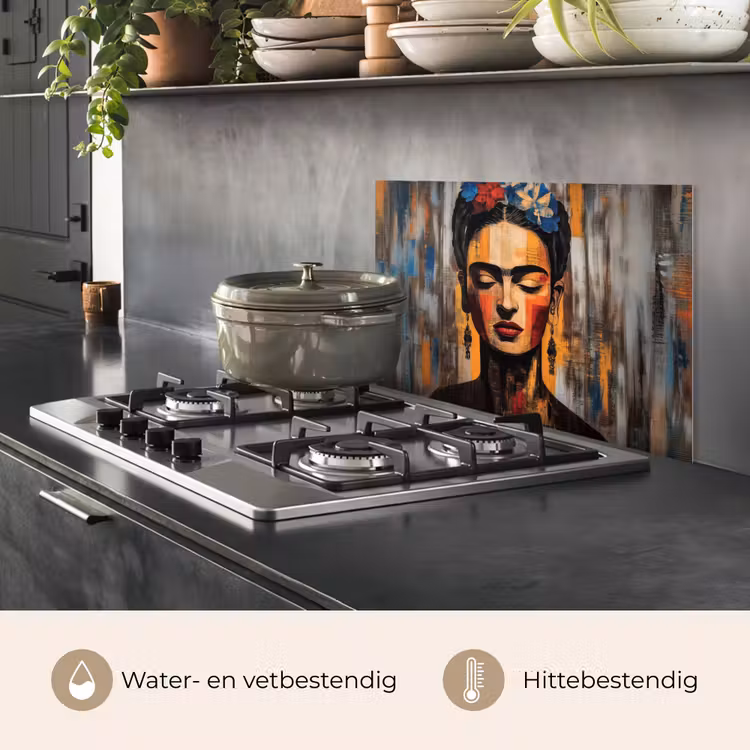 Spatscherm keuken - Portret - Vrouw - Bloemen — 2