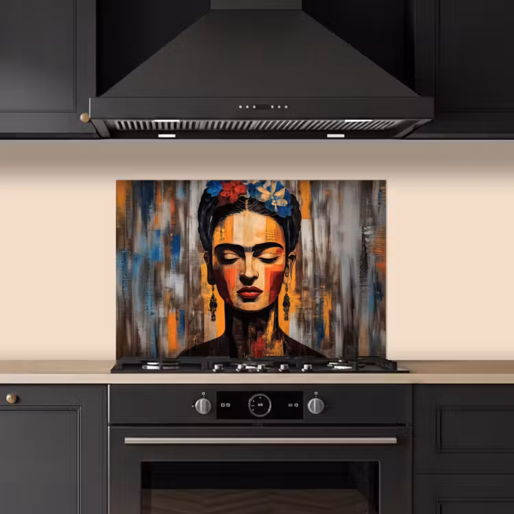 Spatscherm keuken - Portret - Vrouw - Bloemen — 5