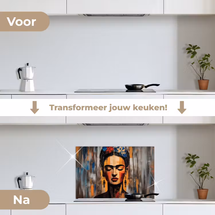 Spatscherm keuken - Portret - Vrouw - Bloemen — 7