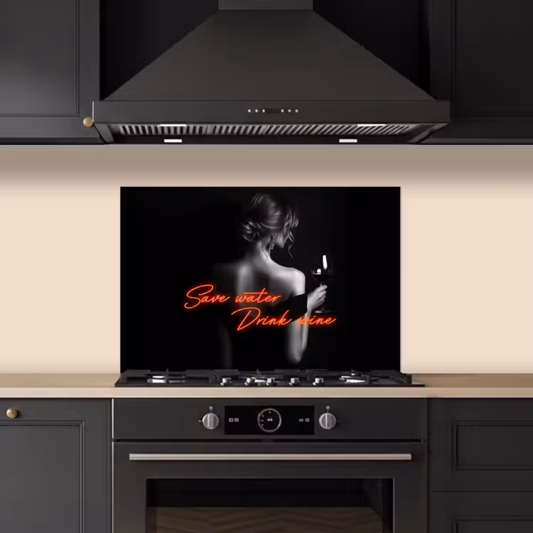 Spatscherm keuken - Wijn - Vrouw - Neon - Quote — 5