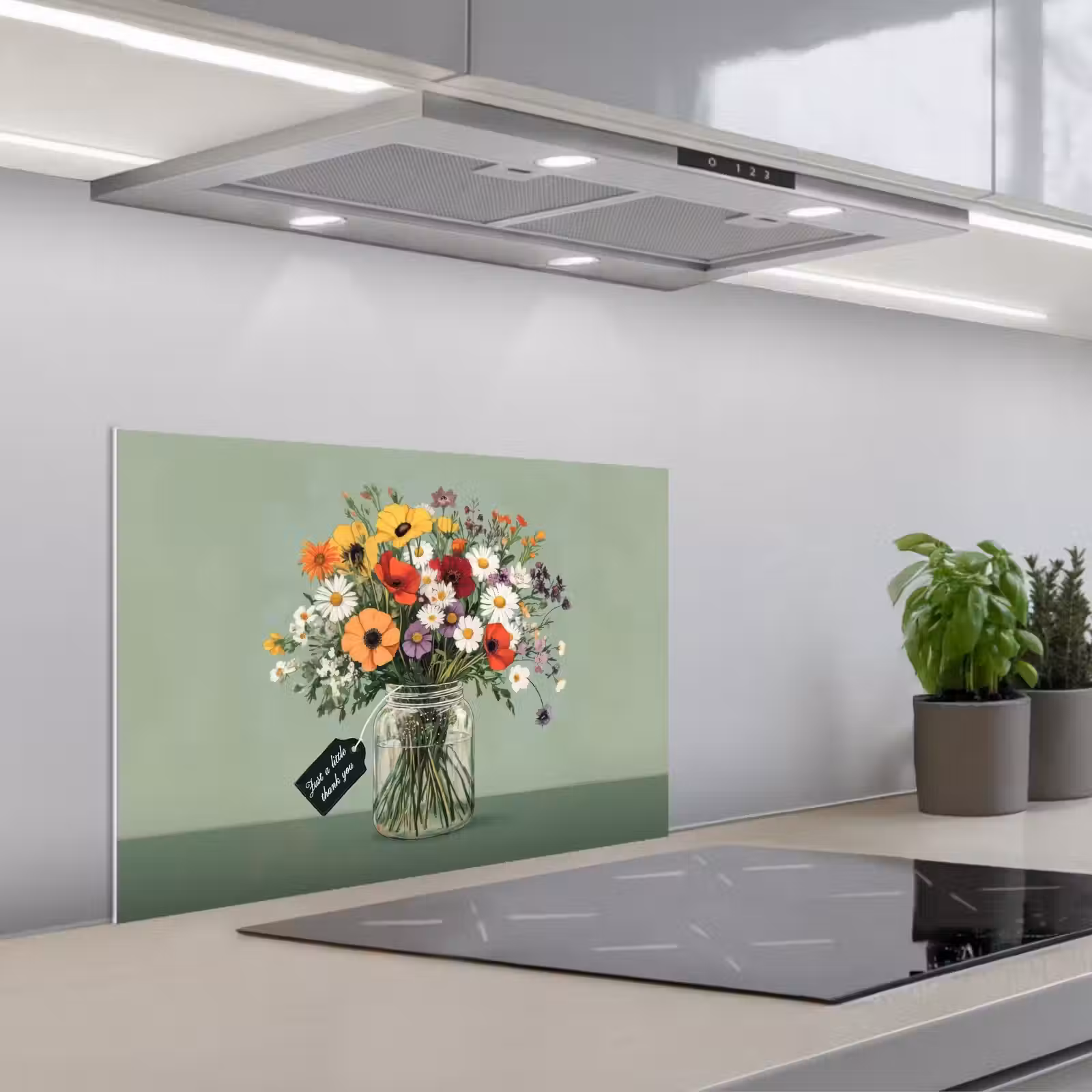 Spatscherm keuken - Bloemen - Vaas - Kaartje — 1
