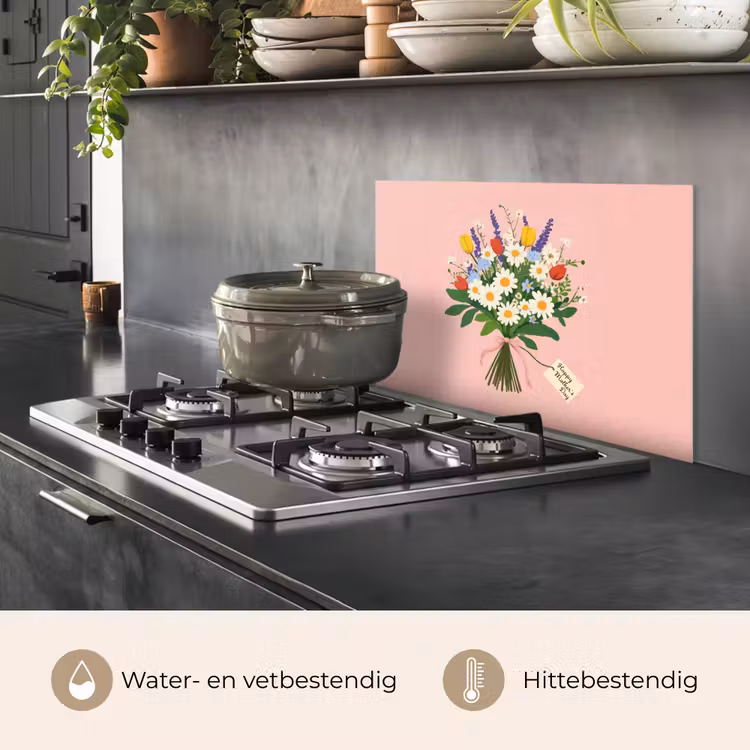 Spatscherm keuken - Bloemen - Lint - Kaartje — 2