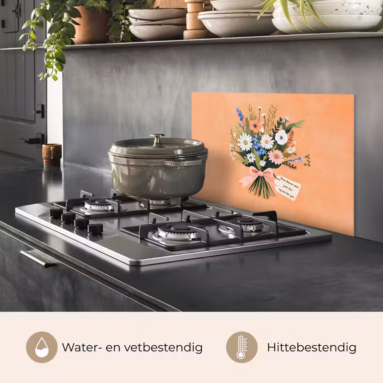 Spatscherm keuken - Boeket - Strikje - Quote — 2