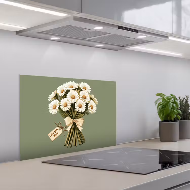 Spatscherm keuken - Lint - Boeket - Groen - Quote — 1