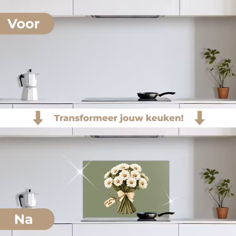 Spatscherm keuken - Lint - Boeket - Groen - Quote — 7