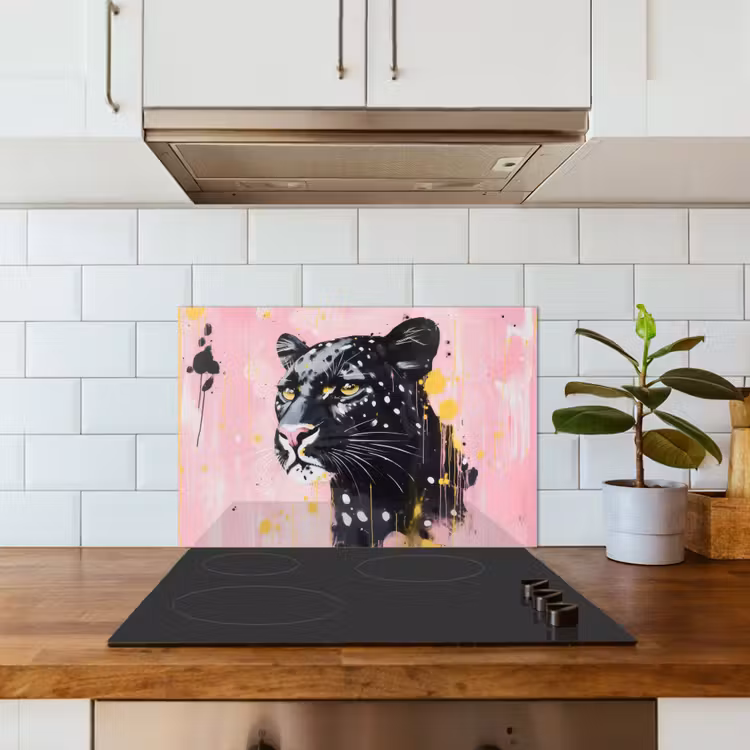 Spatscherm keuken - Zwart - Panter - Roze - Abstract — 3