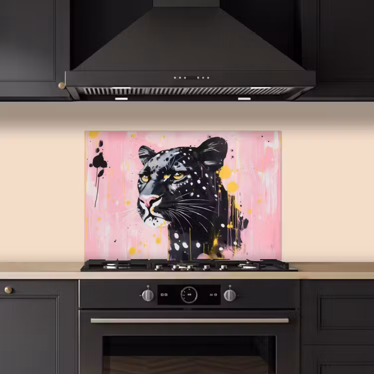 Spatscherm keuken - Zwart - Panter - Roze - Abstract — 5