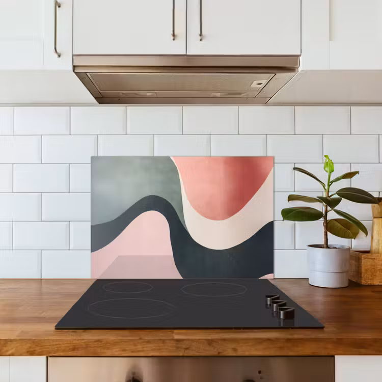 Spatscherm keuken - Abstract - Golven - Sierlijk - Roze — 3