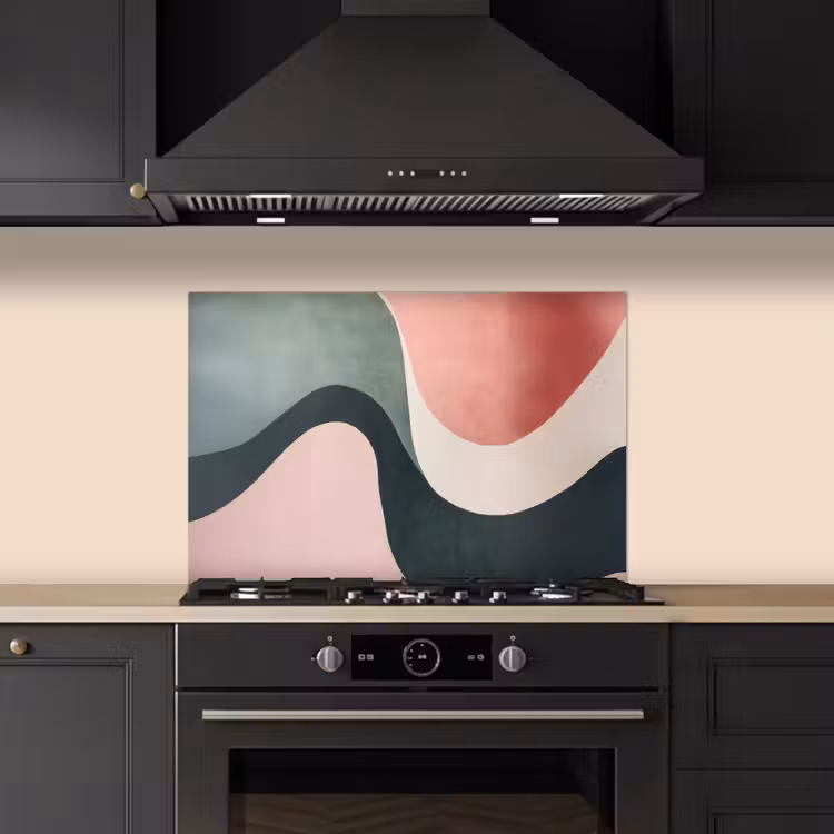 Spatscherm keuken - Abstract - Golven - Sierlijk - Roze — 5