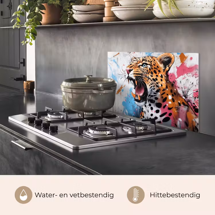 Spatscherm keuken - Abstract - Luipaard - Kleurrijk — 2