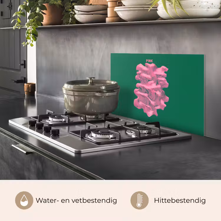 Spatscherm keuken - Abstract - Pink - Lijnen - Groen — 2