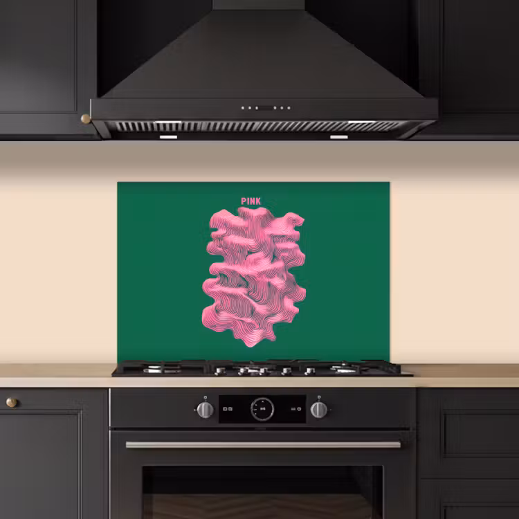 Spatscherm keuken - Abstract - Pink - Lijnen - Groen — 5