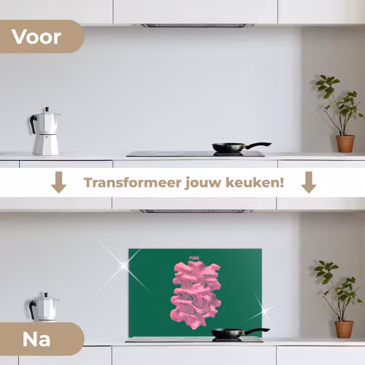 Spatscherm keuken - Abstract - Pink - Lijnen - Groen — 7
