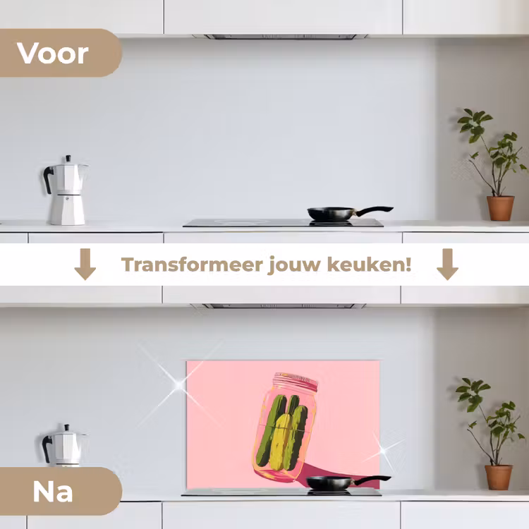 Spatscherm keuken - Augurken - Pot - Schaduw - Roze — 7