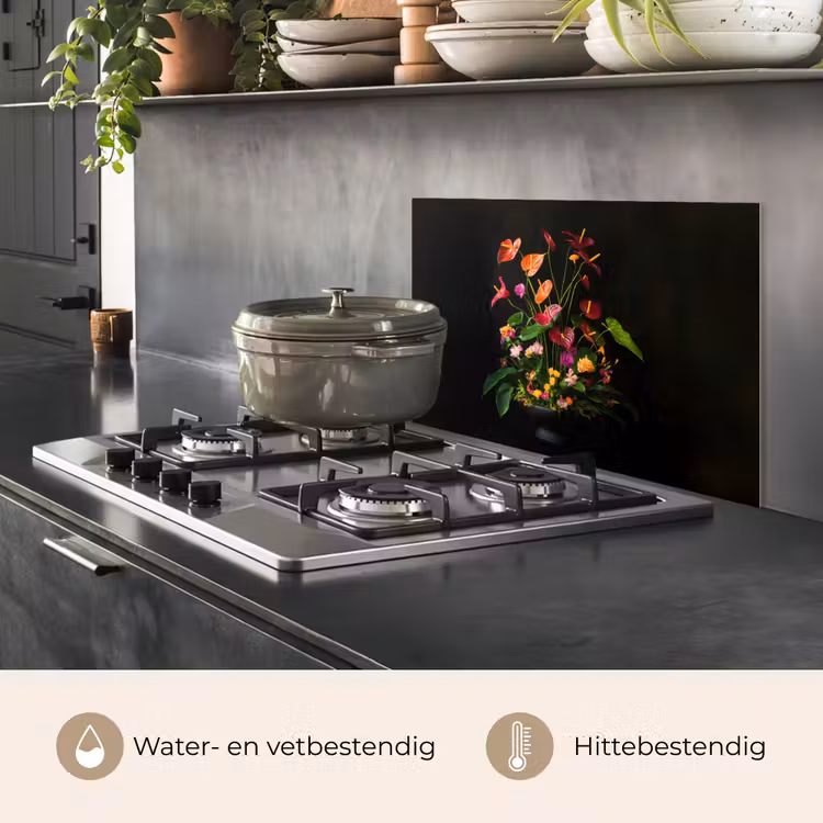 Spatscherm keuken - Bloemen - Vaas - Kleurrijk — 2