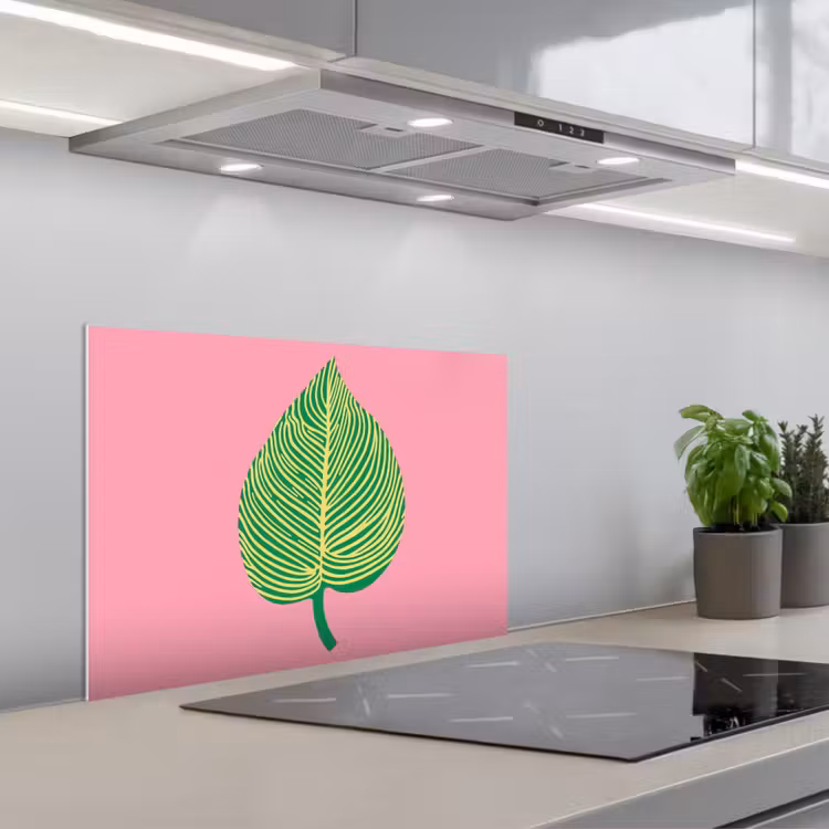 Spatscherm keuken - Illustratie - Blad - Minimalistisch - Groen — 1