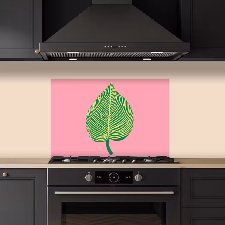 Spatscherm keuken - Illustratie - Blad - Minimalistisch - Groen — 5