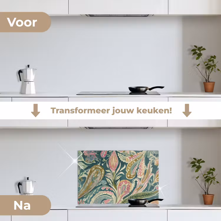 Spatscherm keuken - Patroon - Kleurrijk - Sierlijk - Groen — 7