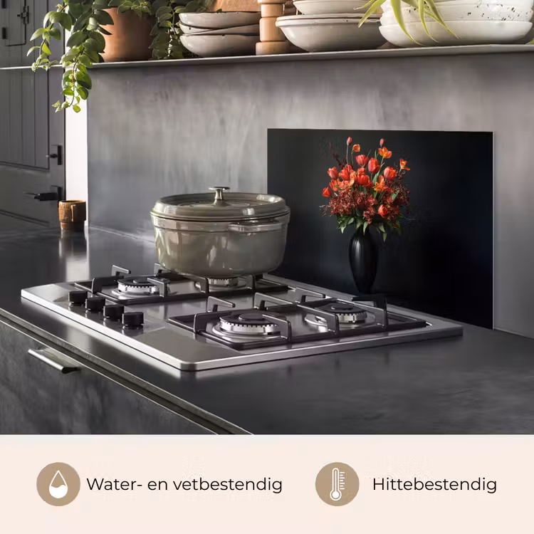 Spatscherm keuken - Boeket - Tulpen - Vaas - Rood — 2