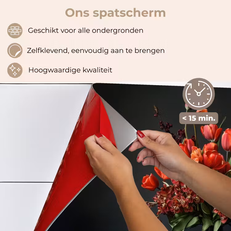 Spatscherm keuken - Boeket - Tulpen - Vaas - Rood — 4