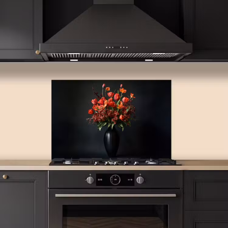Spatscherm keuken - Boeket - Tulpen - Vaas - Rood — 5
