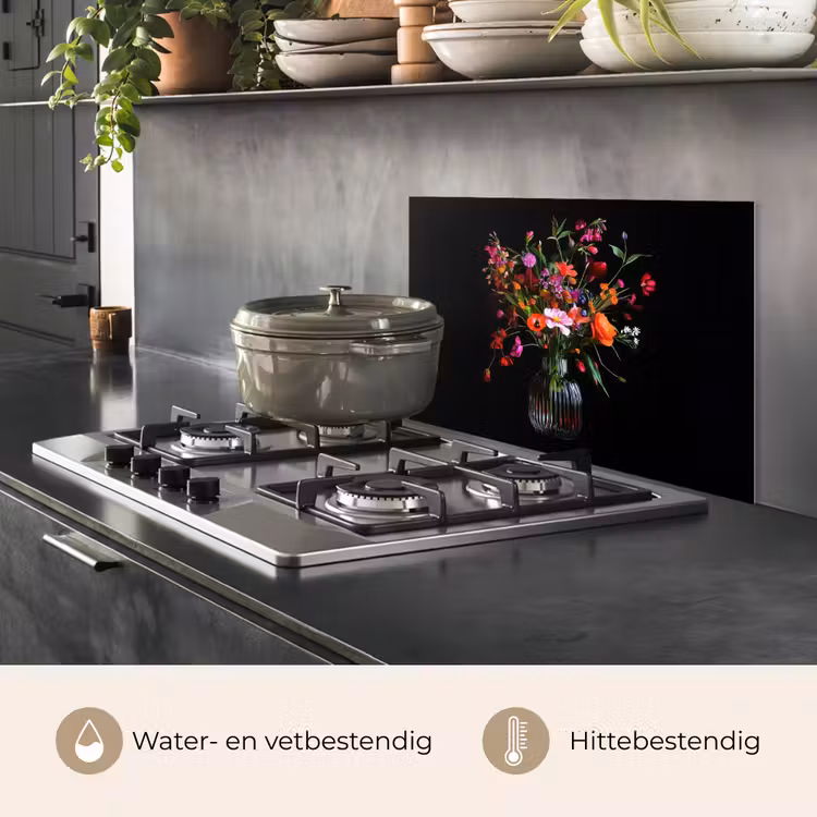 Spatscherm keuken - Boeket - Veldbloemen - Vaas — 2