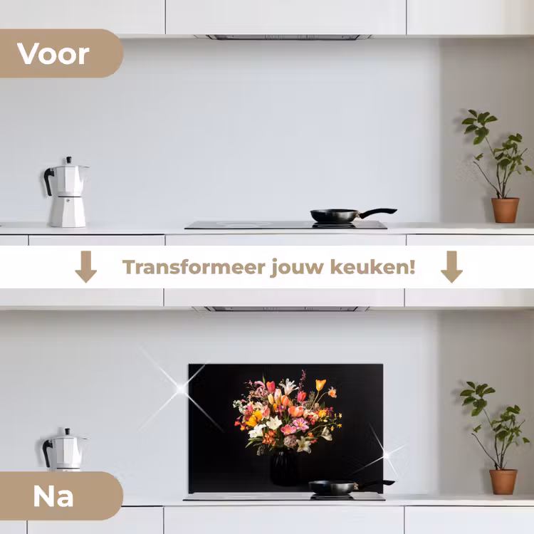 Spatscherm keuken - Vaas - Bloemen - Tulpen — 7