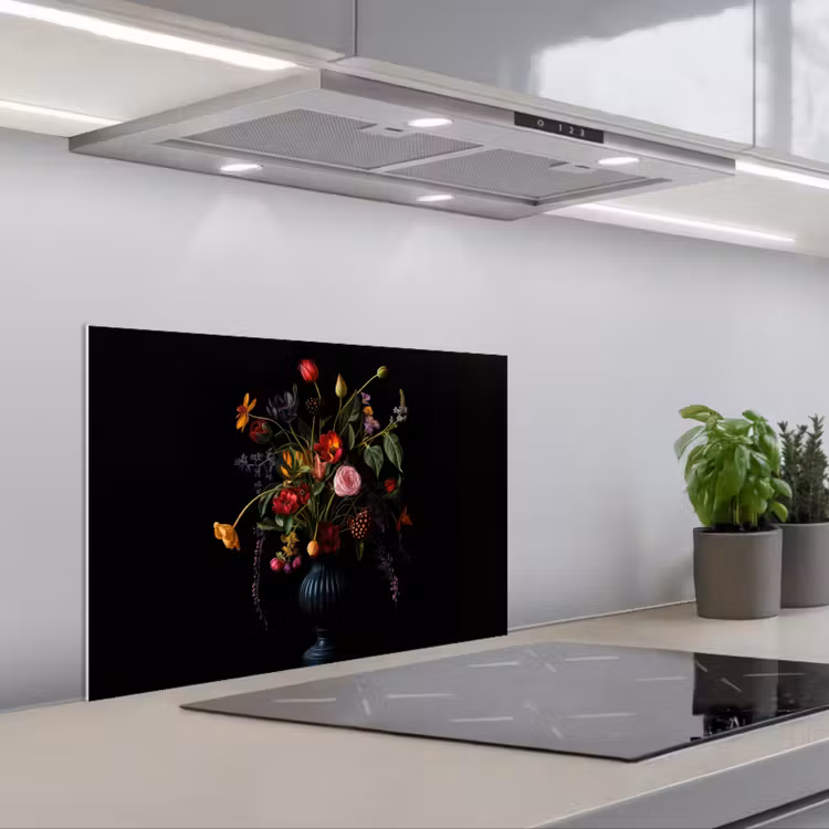 Spatscherm keuken - Bloemen - Bessen - Klassiek — 1