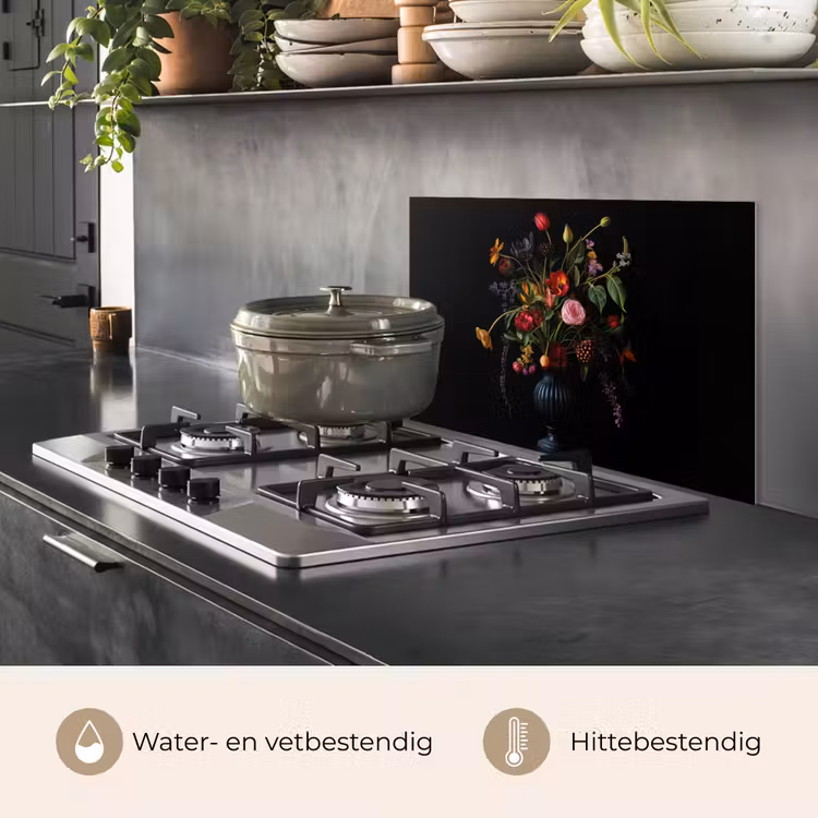 Spatscherm keuken - Bloemen - Bessen - Klassiek — 2